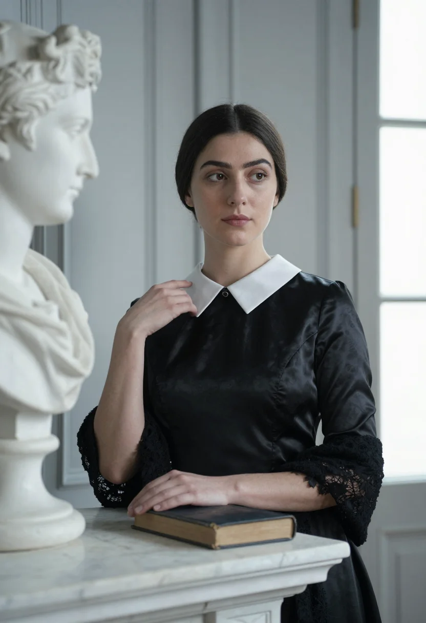 AI rachel tragedienne sample — portrait of a woman, close chest-up portrait of a French wom