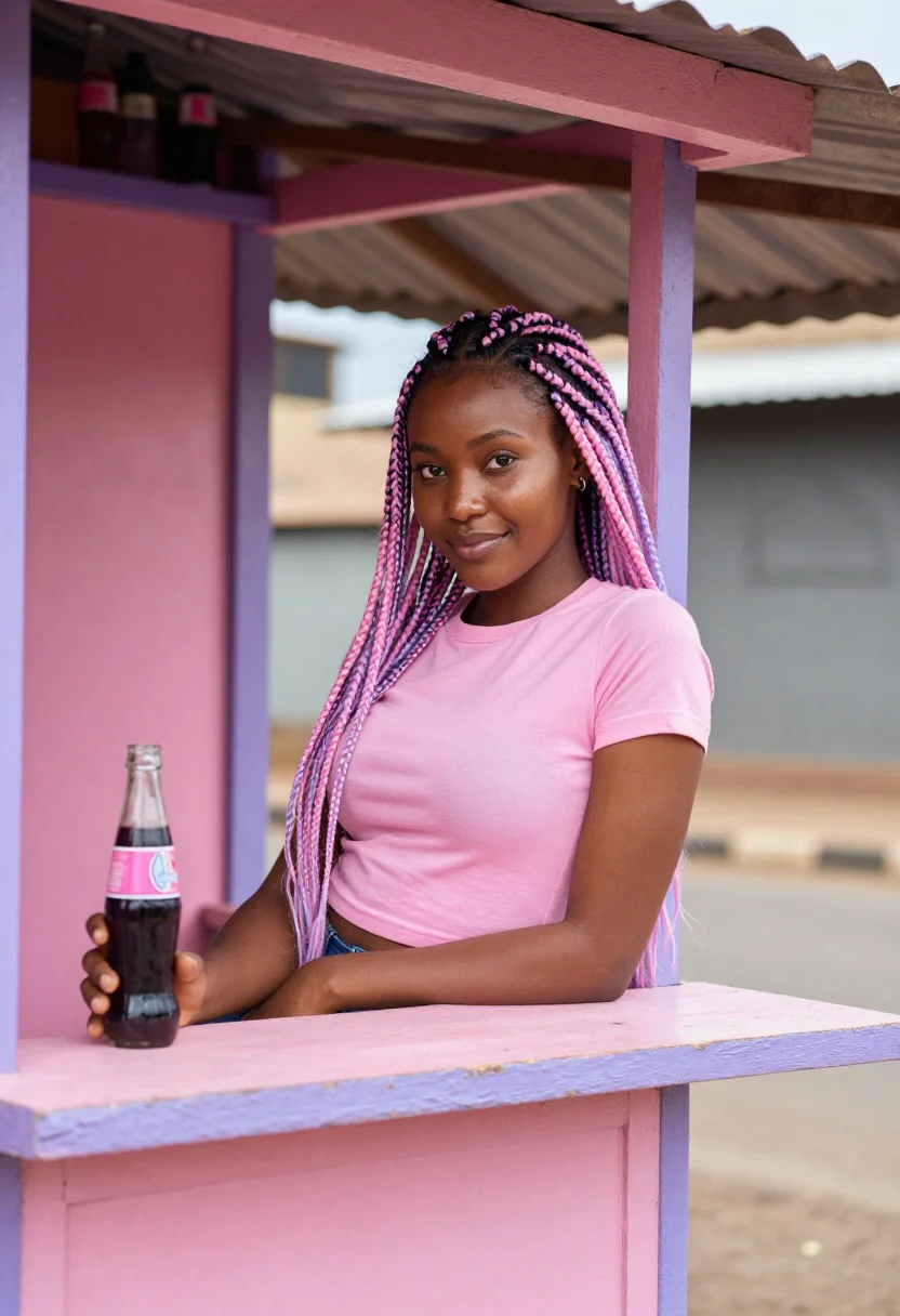 AI rafiki nairobi pastel pink sample — portrait of a woman, a Nairobi local, a Luo woman in her mid