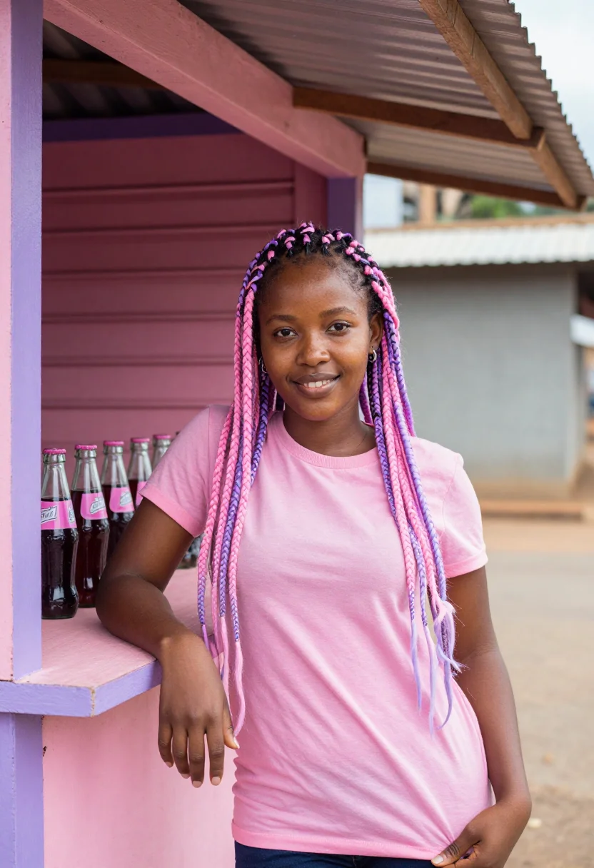 AI rafiki nairobi pastel pink sample — portrait of a woman, a Nairobi local, a Kenyan woman in her