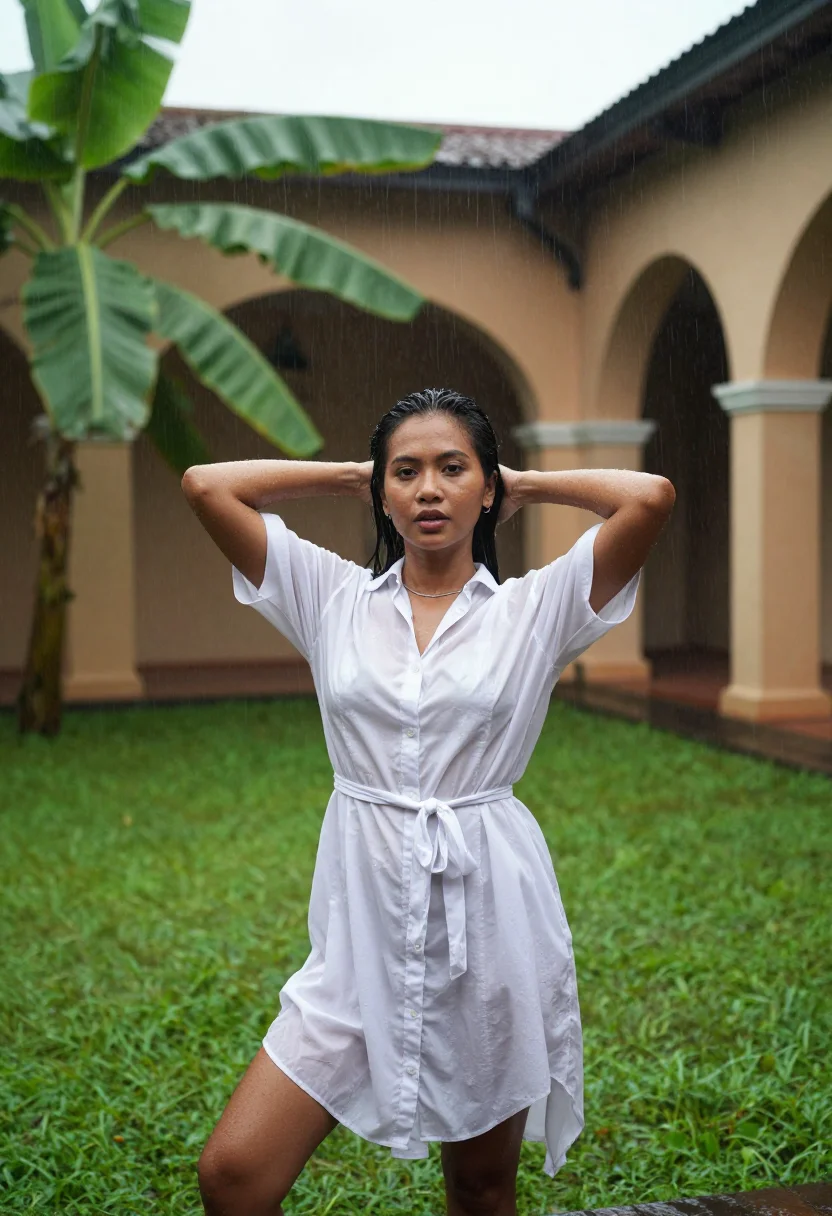 AI rain sample — portrait of a woman, three-quarter-length portrait of a Sout
