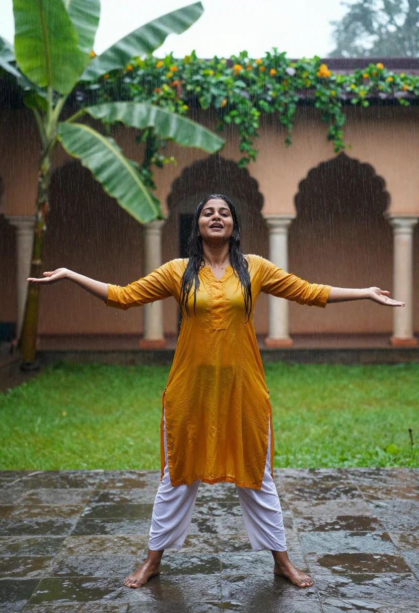 AI rain sample — portrait of a woman, full-length portrait of a South-Asian w