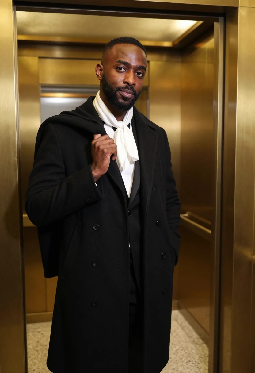AI rainbow room nye sample — portrait of a man, in his forties, with deep brown skin, dar