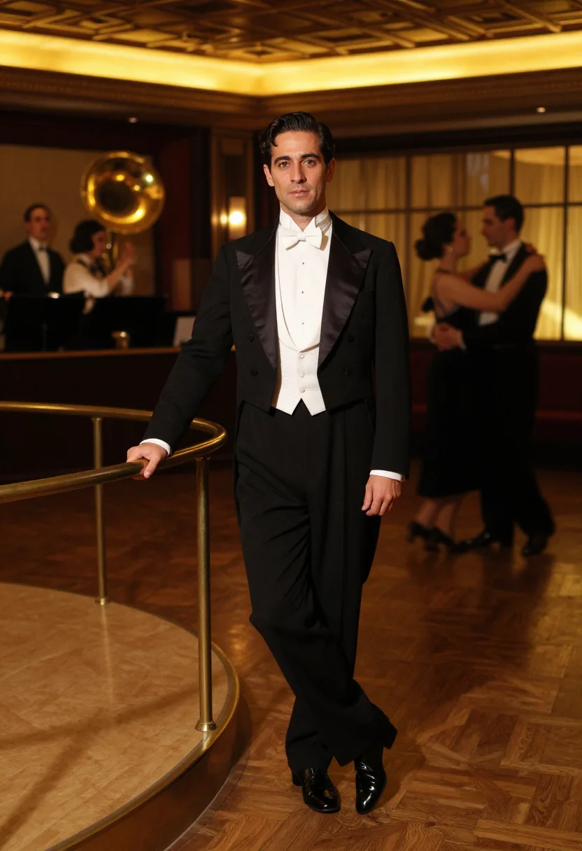 AI rainbow room nye sample — portrait of a man, in his mid-thirties, with honey-toned ski