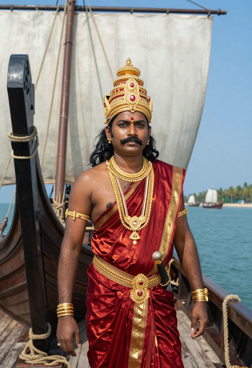 AI rajaraja chola sample — portrait of a man, close portrait of a Tamil man with deep b