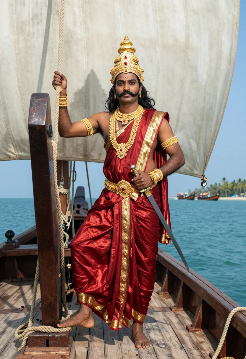 AI rajaraja chola sample — portrait of a man, full-length portrait of a Tamil man with