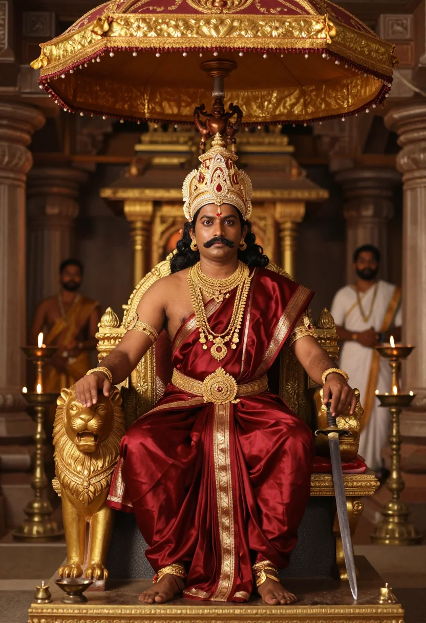 AI rajaraja chola sample — portrait of a man, three-quarter-length portrait of a Tamil
