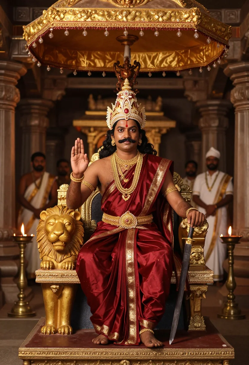 AI rajaraja chola sample — portrait of a man, full-length portrait of a Tamil man with