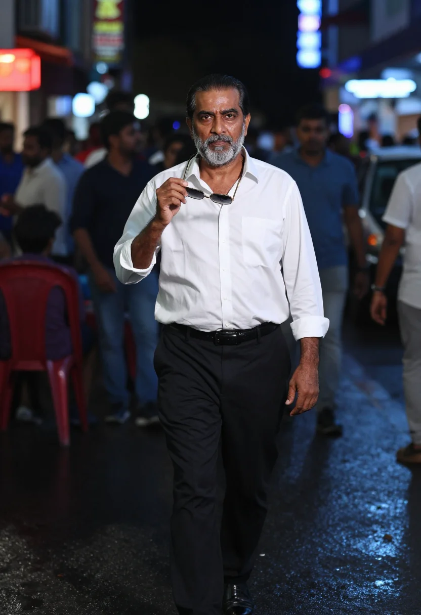 AI rajinikanth kabali sample — portrait of a man, close half-length portrait of a South-Asi