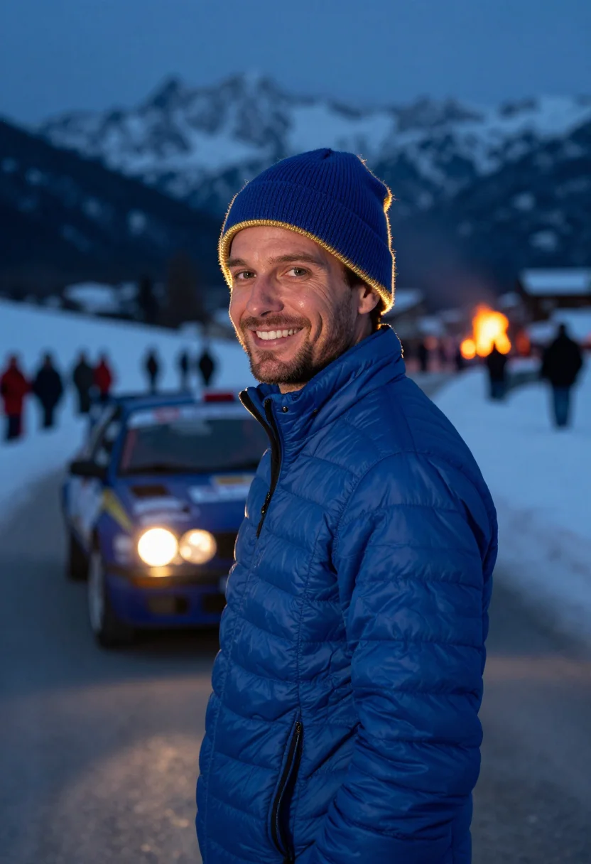 AI rally turini blue sample — portrait of a man, framed chest-up to the ribs, the body clo