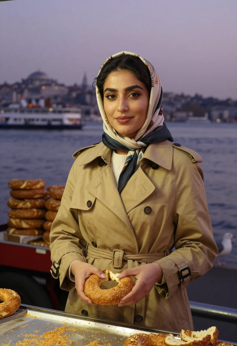 AI ramadan iftar istanbul sample — portrait of a woman, close chest-up three-quarter portrait o