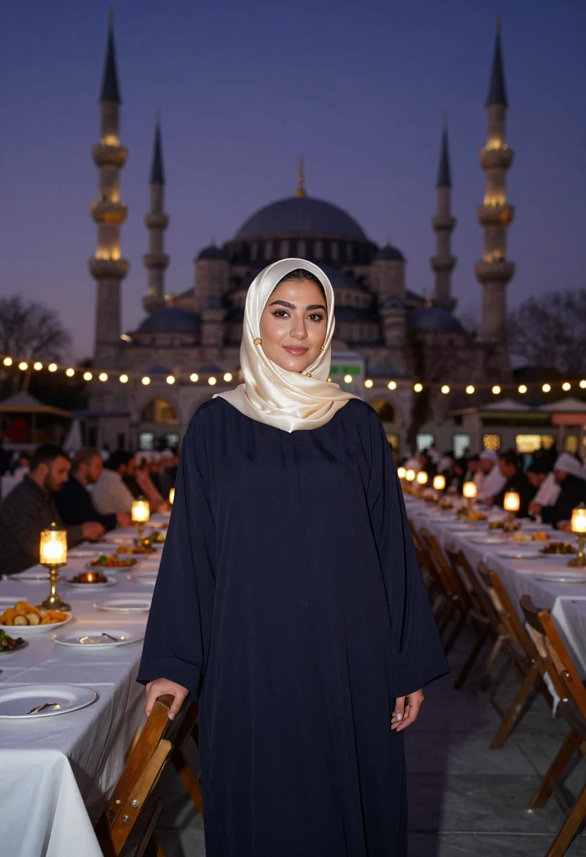 AI ramadan iftar istanbul sample — portrait of a woman, three-quarter-length portrait of a Turk