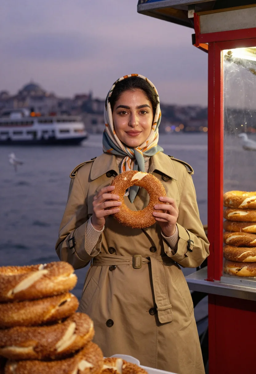 AI ramadan iftar istanbul sample — portrait of a woman, half-length portrait of a Turkish woman