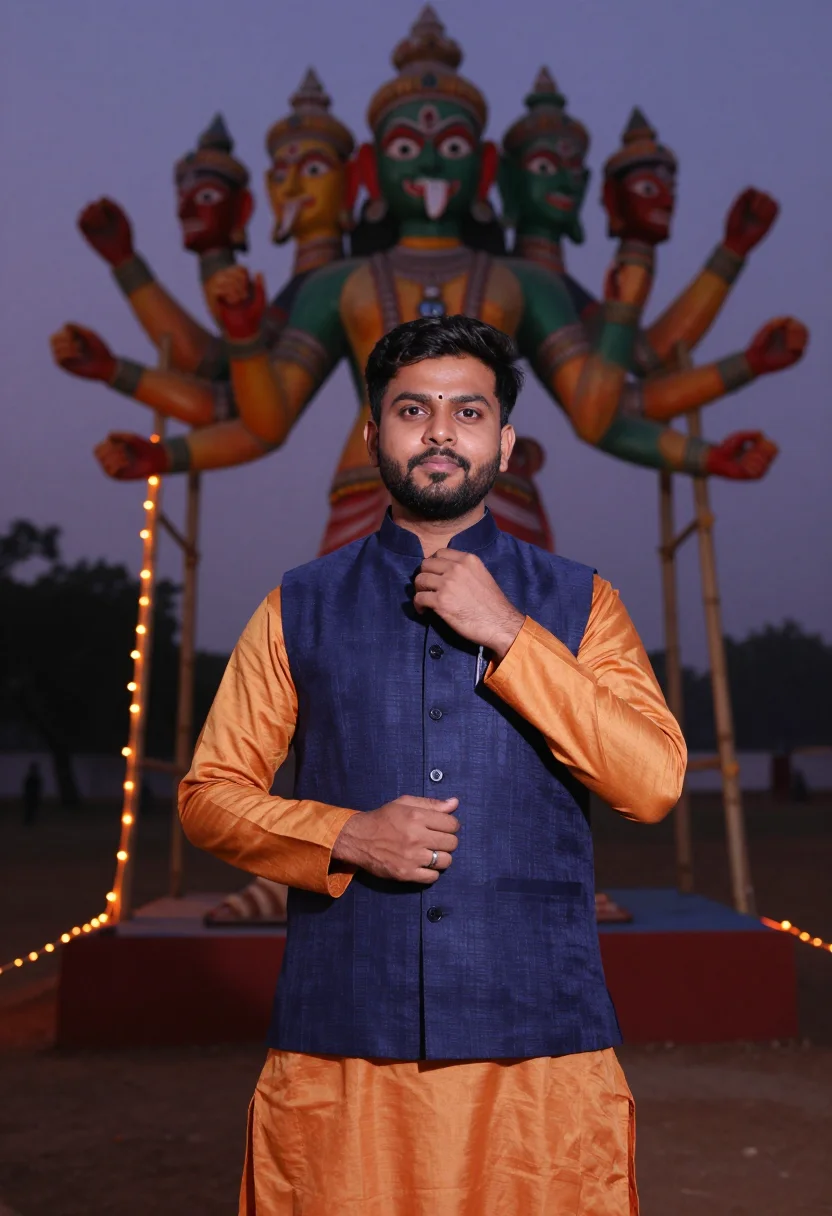 AI ramlila ravana sample — portrait of a man, chest-up portrait of a North-Indian man i