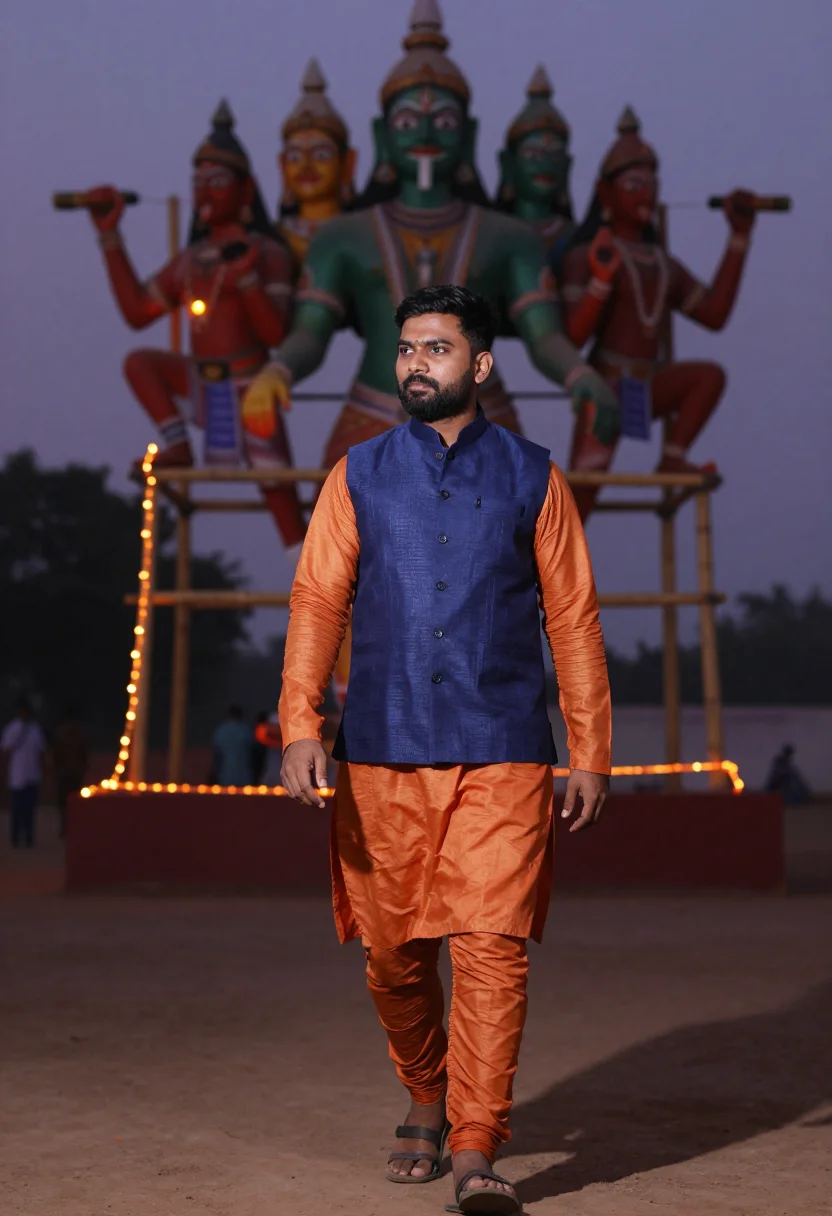 AI ramlila ravana sample — portrait of a man, half-length portrait of a North-Indian ma