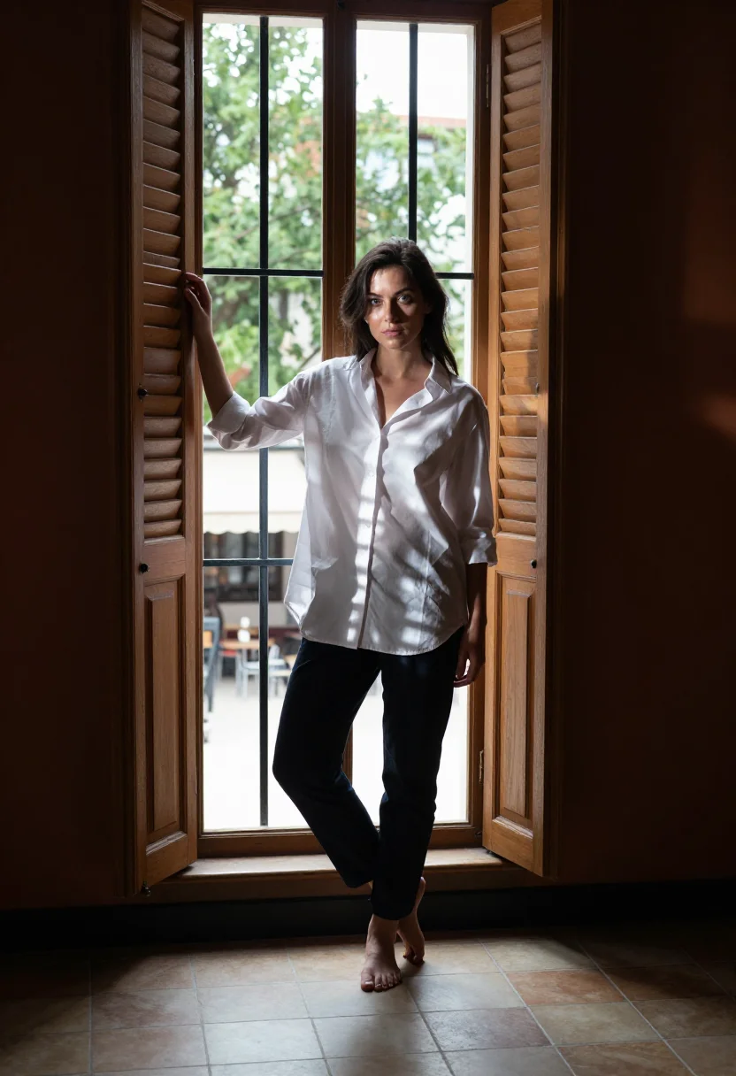 AI rampling sample — portrait of a woman, full-length portrait of a Western-Europ