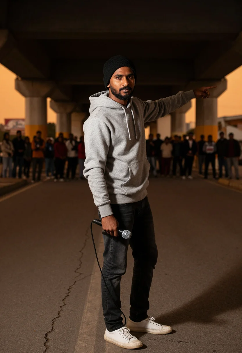 AI ranveer gully boy sample — portrait of a man, three-quarter-length portrait of a South-