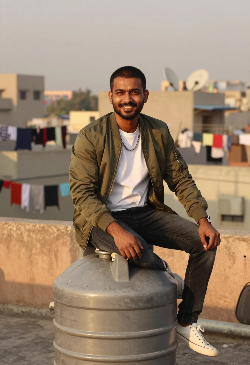 AI ranveer gully boy sample — portrait of a man, half-length portrait of a South-Asian man