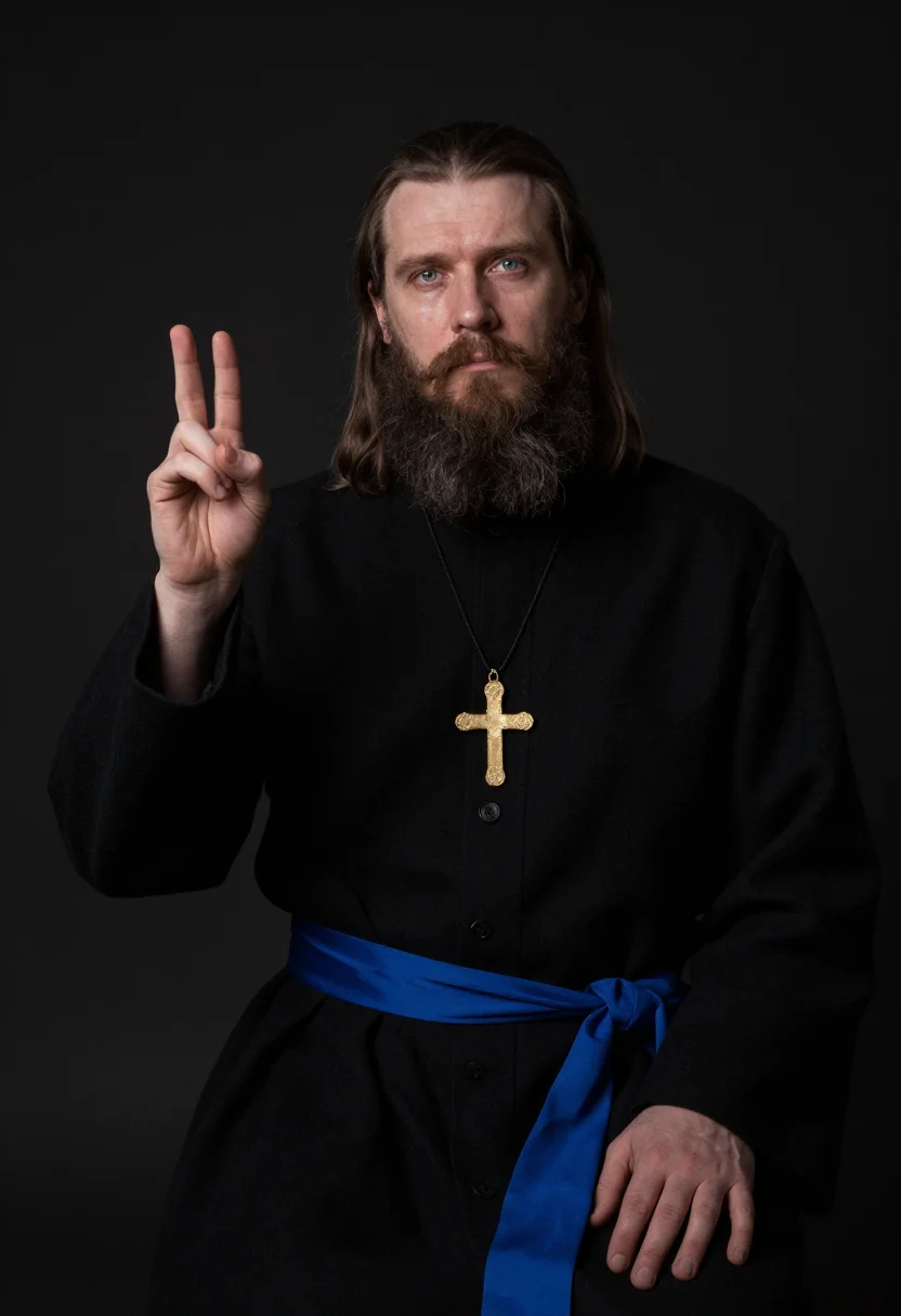 AI rasputin sample — portrait of a man, close chest-up portrait of a Russian man