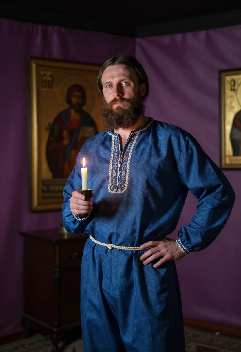 AI rasputin sample — portrait of a man, half-length portrait of a Russian man in