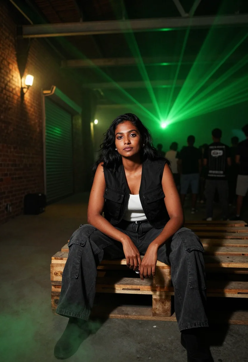 AI rave sample — portrait of a woman, full-length seated portrait of a South-