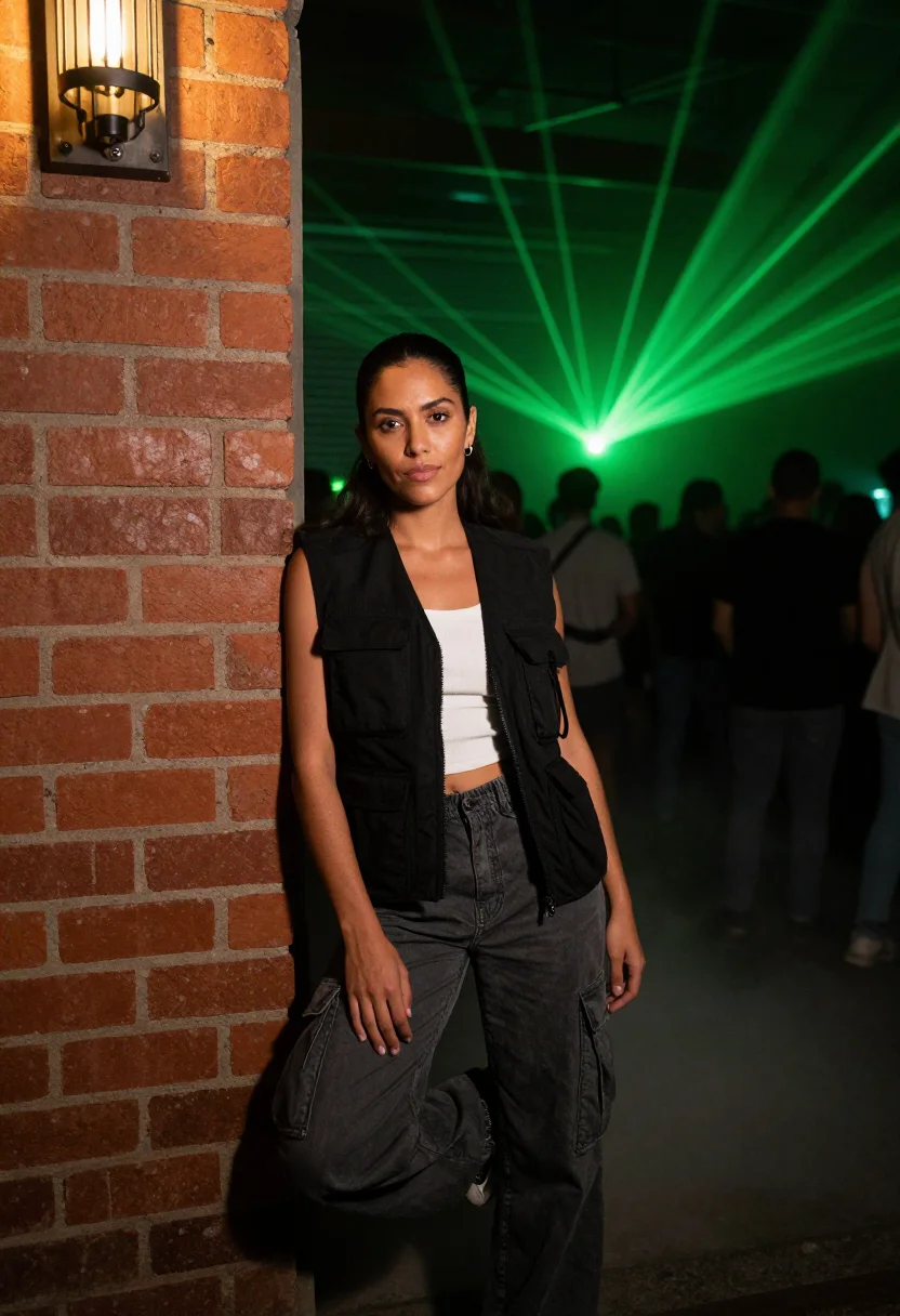 AI rave sample — portrait of a woman, portrait to the knee of a Latina woman