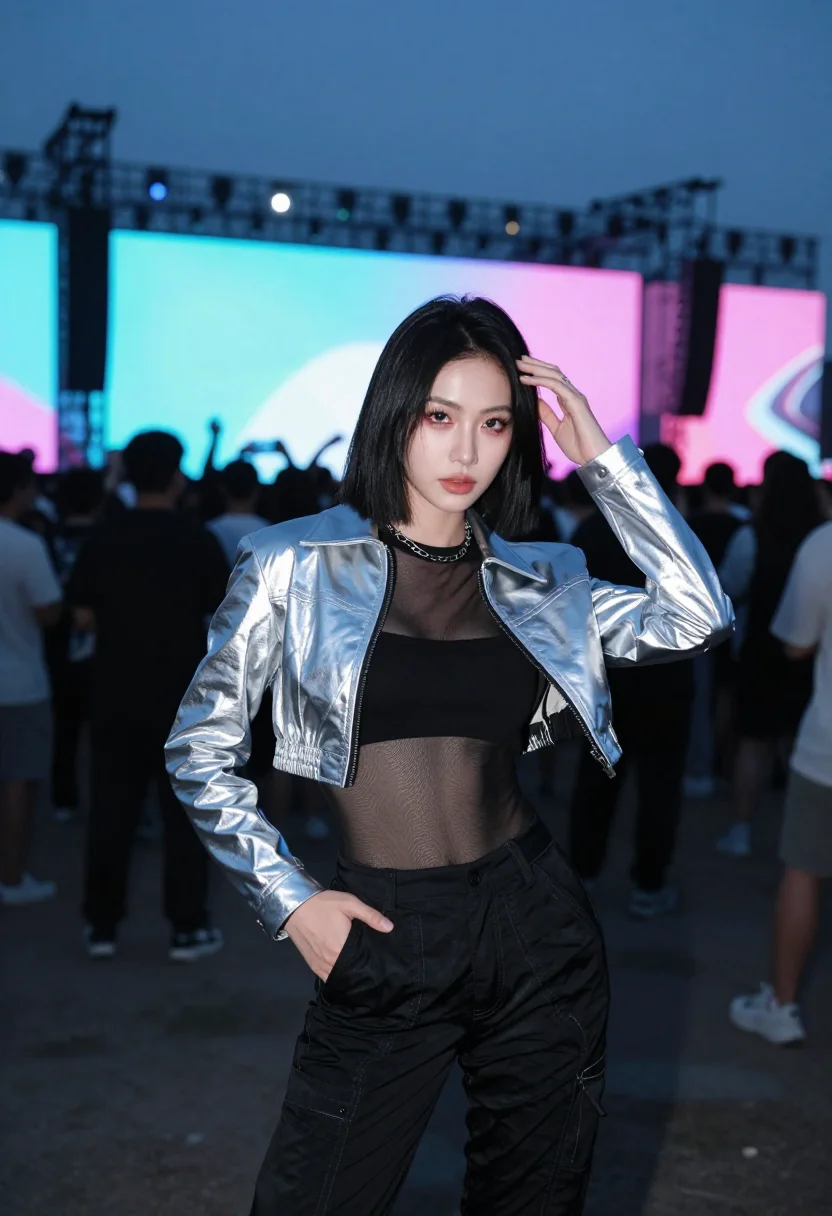 AI rave sample — portrait of a woman, portrait to the thigh of an East-Asian