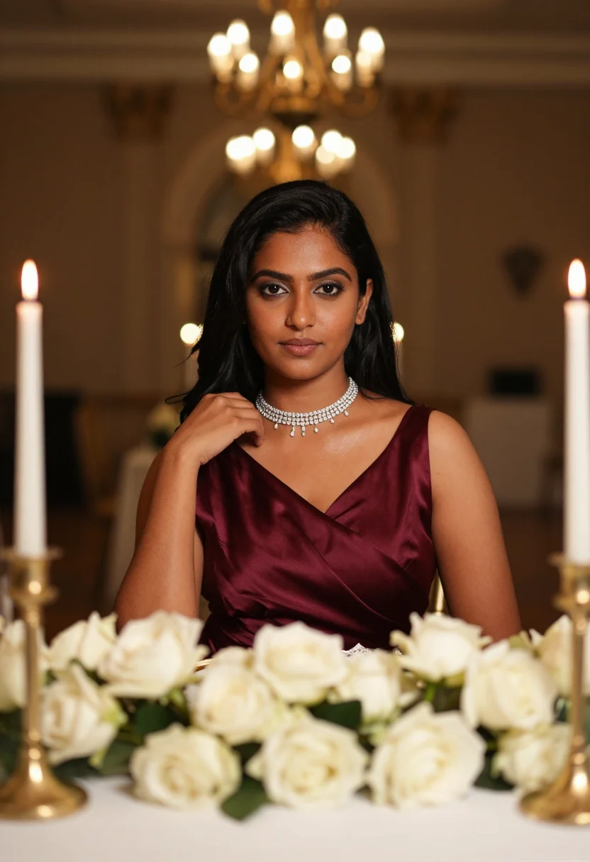 AI reception lehenga sample — portrait of a woman, chest-up portrait of a young Indian wom