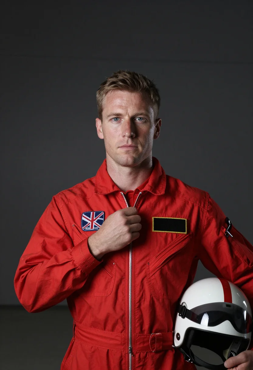 AI red arrows sample — portrait of a man, chest-up portrait of a British man in his