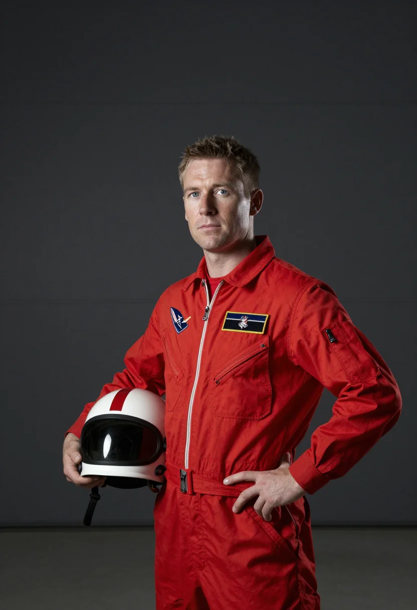 AI red arrows sample — portrait of a man, half-length portrait of a British man in