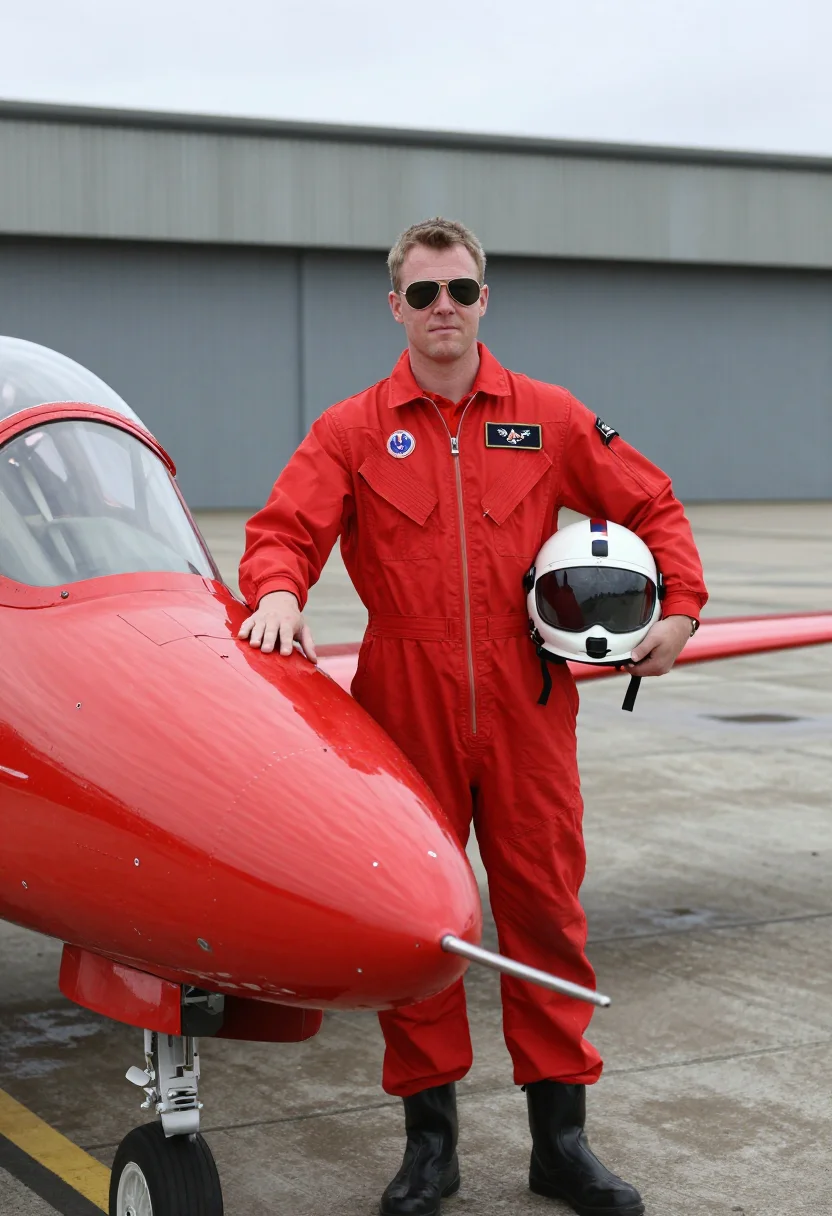 AI red arrows sample — portrait of a man, half-length portrait of a British man in