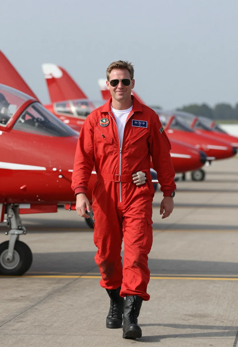 AI red arrows sample — portrait of a man, half-length portrait of a British man in