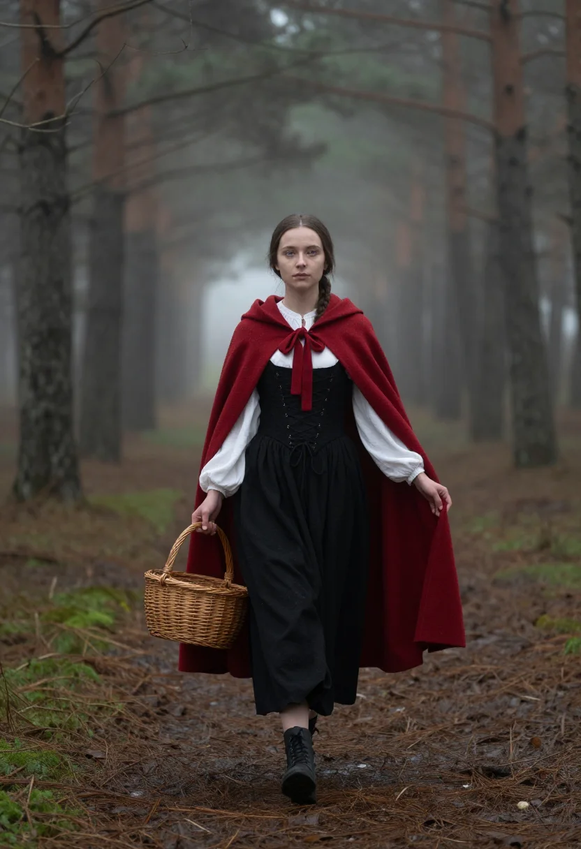 AI red riding hood sample — portrait of a woman, full-length portrait of a Western-Europ