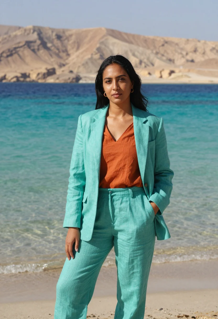 AI red sea marine biologist coral reef turquoise sample — portrait of a woman, an Egyptian marine biologist in her lat