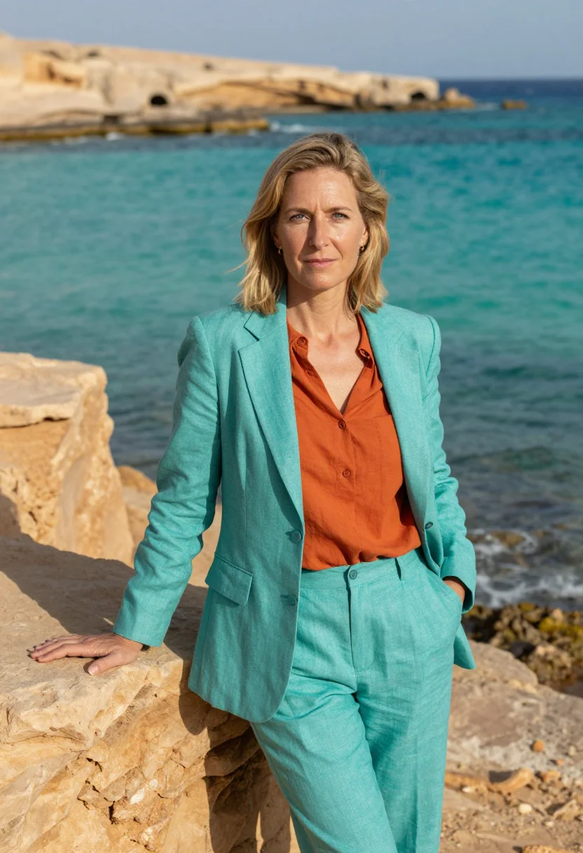 AI red sea marine biologist coral reef turquoise sample — portrait of a woman, a Western-European marine biologist in