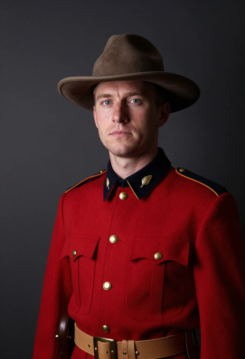 AI red serge sample — portrait of a man, head-and-shoulders portrait of a Canadian