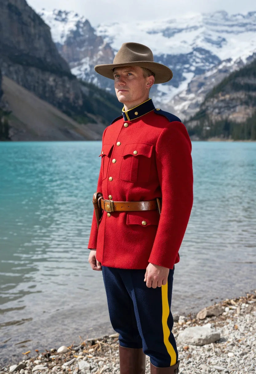 AI red serge sample — portrait of a man, half-length portrait of a Canadian man in
