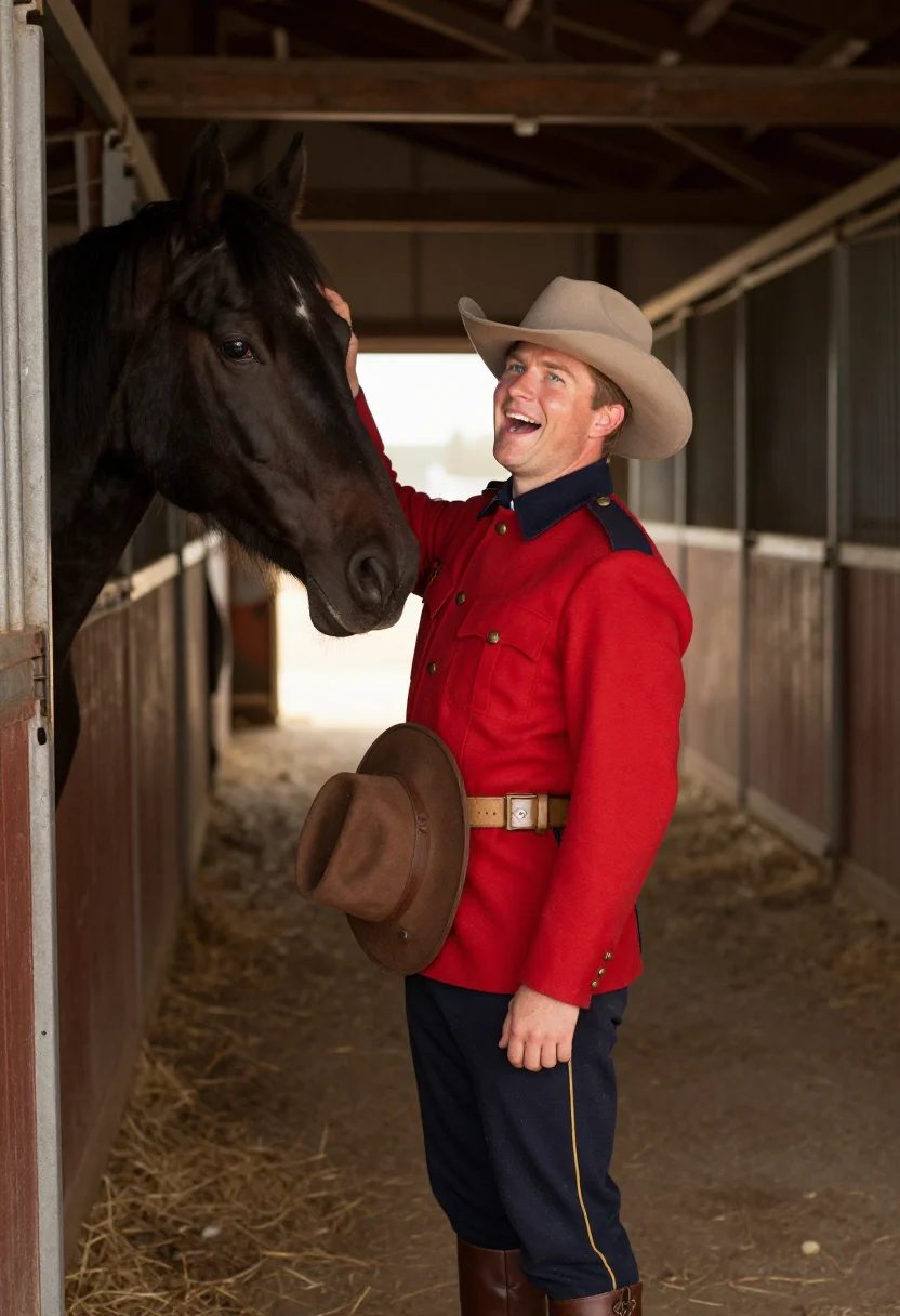 AI red serge sample — portrait of a man, half-length portrait of a Canadian man in