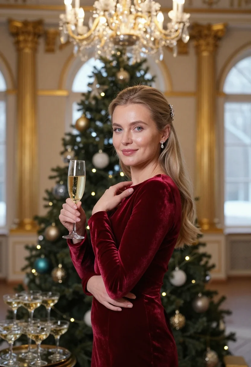 AI red square new year sample — portrait of a woman, close half-length portrait of a woman o