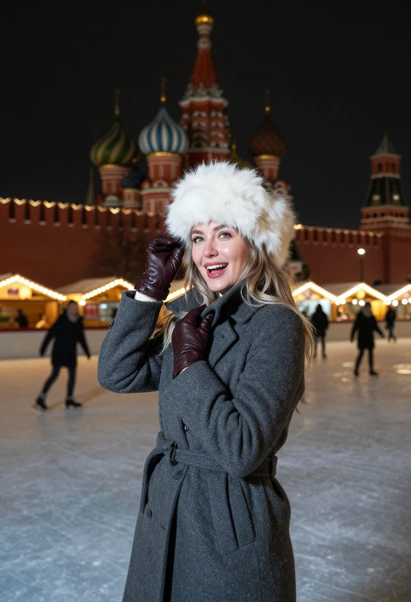AI red square new year sample — portrait of a woman, close half-length portrait of a woman o
