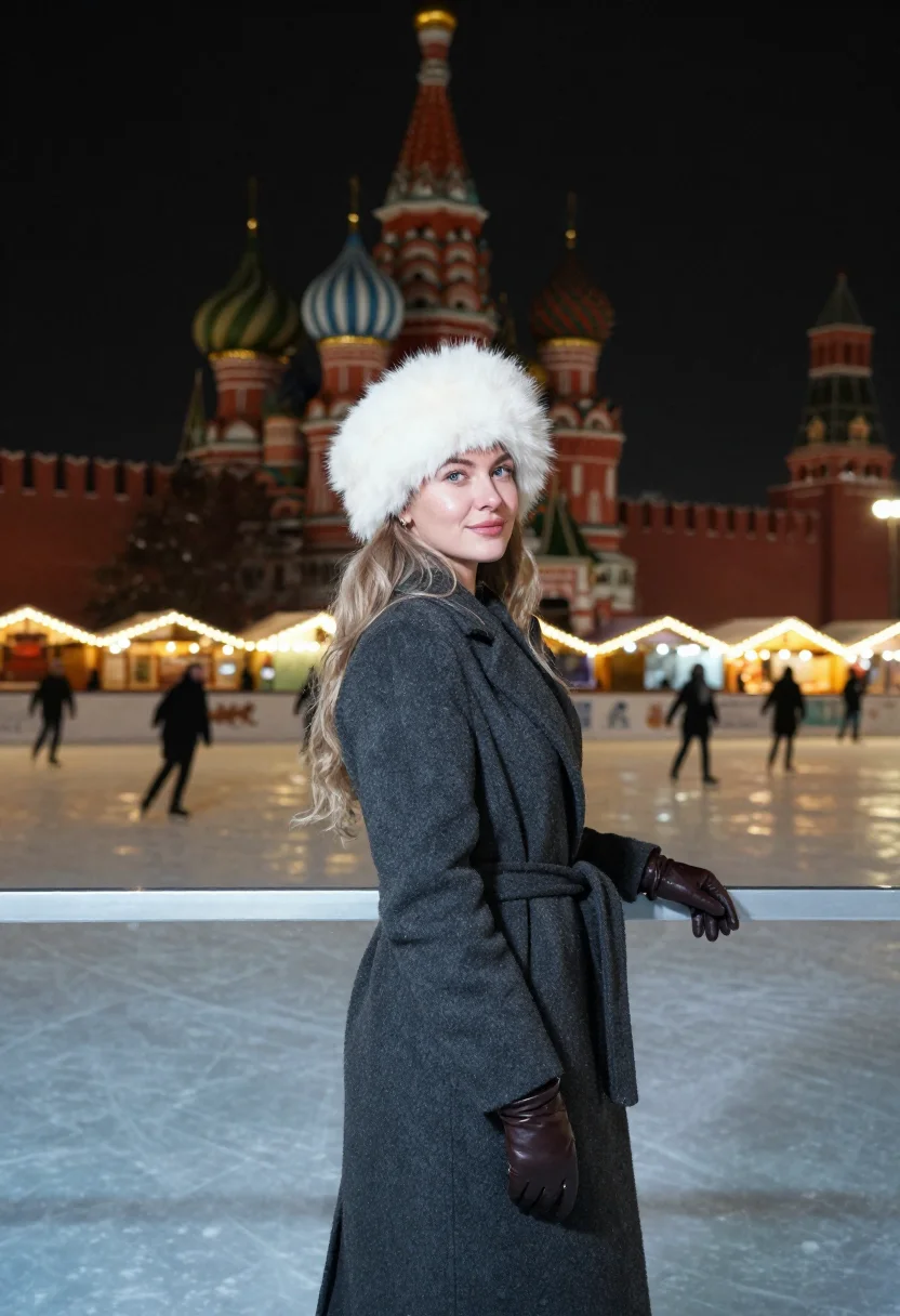AI red square new year sample — portrait of a woman, three-quarter-length portrait of a woma
