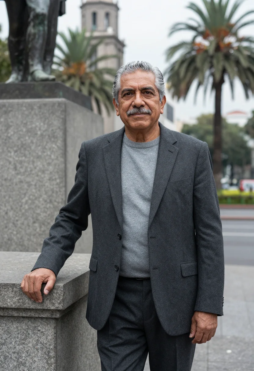 AI reforma banker glass grey sample — portrait of a man, a Mexican banker in his late fifties with