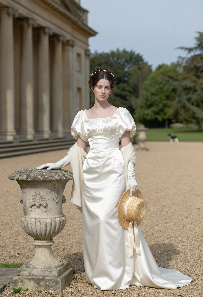 AI regency bride sample — portrait of a woman, three-quarter-length portrait of a West
