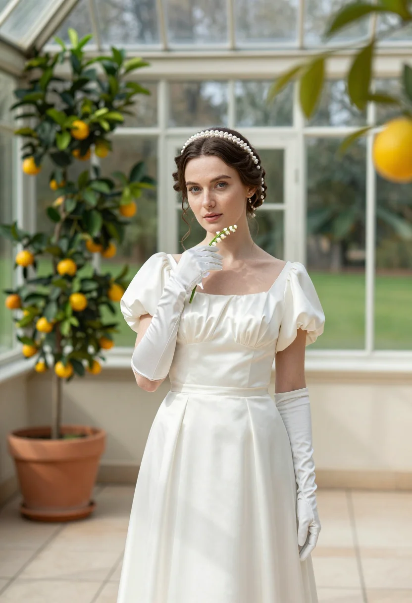 AI regency bride sample — portrait of a woman, chest-up portrait of a Western-European