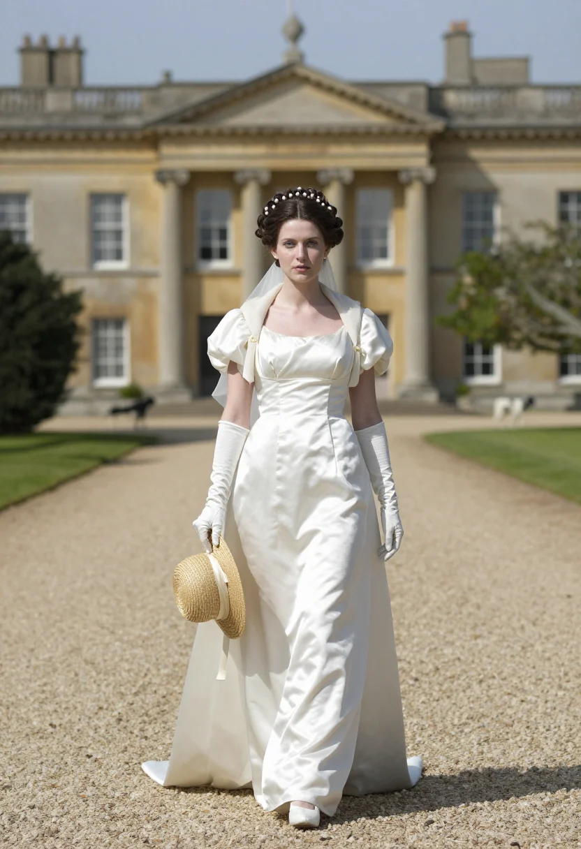 AI regency bride sample — portrait of a woman, full-length portrait of a Western-Europ