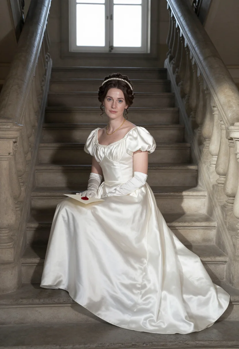 AI regency bride sample — portrait of a woman, full-length portrait of a Western-Europ