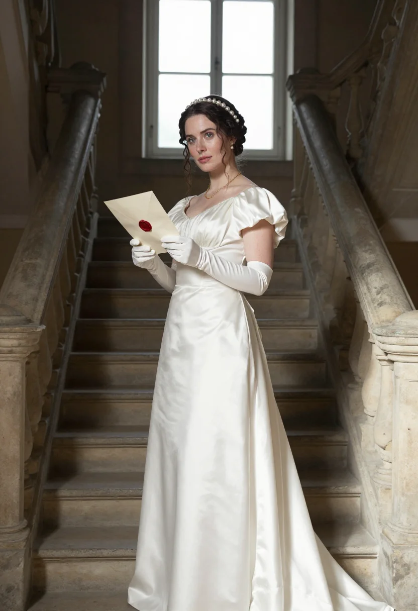 AI regency bride sample — portrait of a woman, three-quarter-length portrait of a West