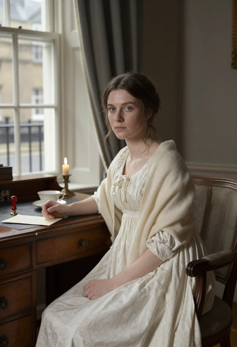 AI regency mayfair sample — portrait of a woman, three-quarter-length portrait of a West