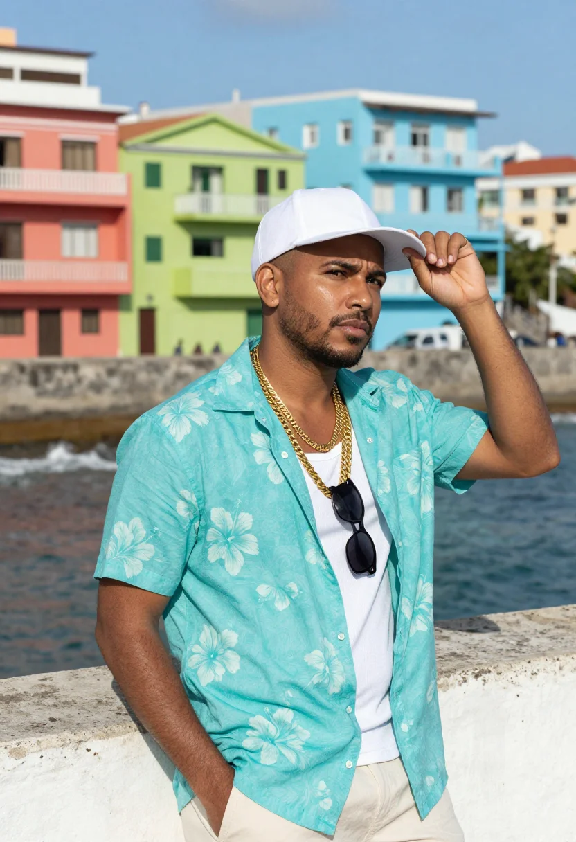 AI reggaeton san juan sample — portrait of a man, half-length portrait of a Puerto Rican ma
