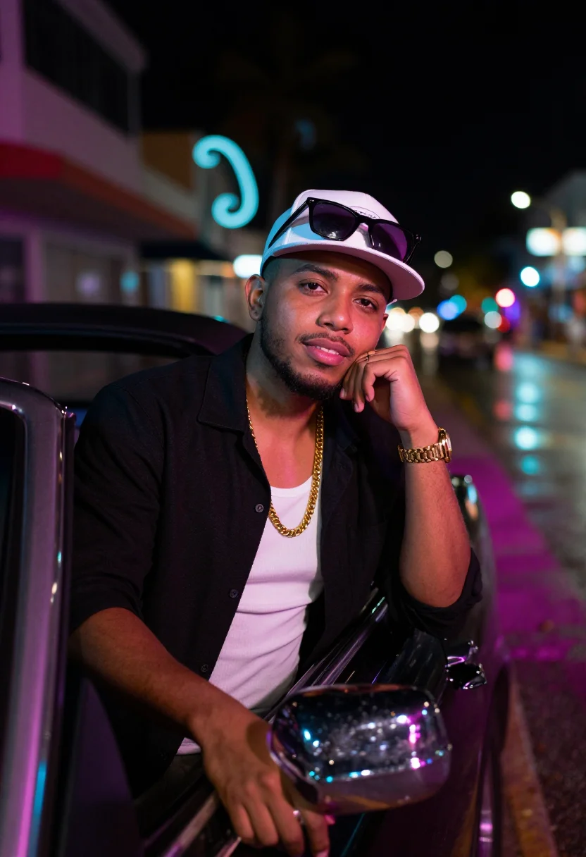 AI reggaeton san juan sample — portrait of a man, chest-up portrait of a Puerto Rican man i