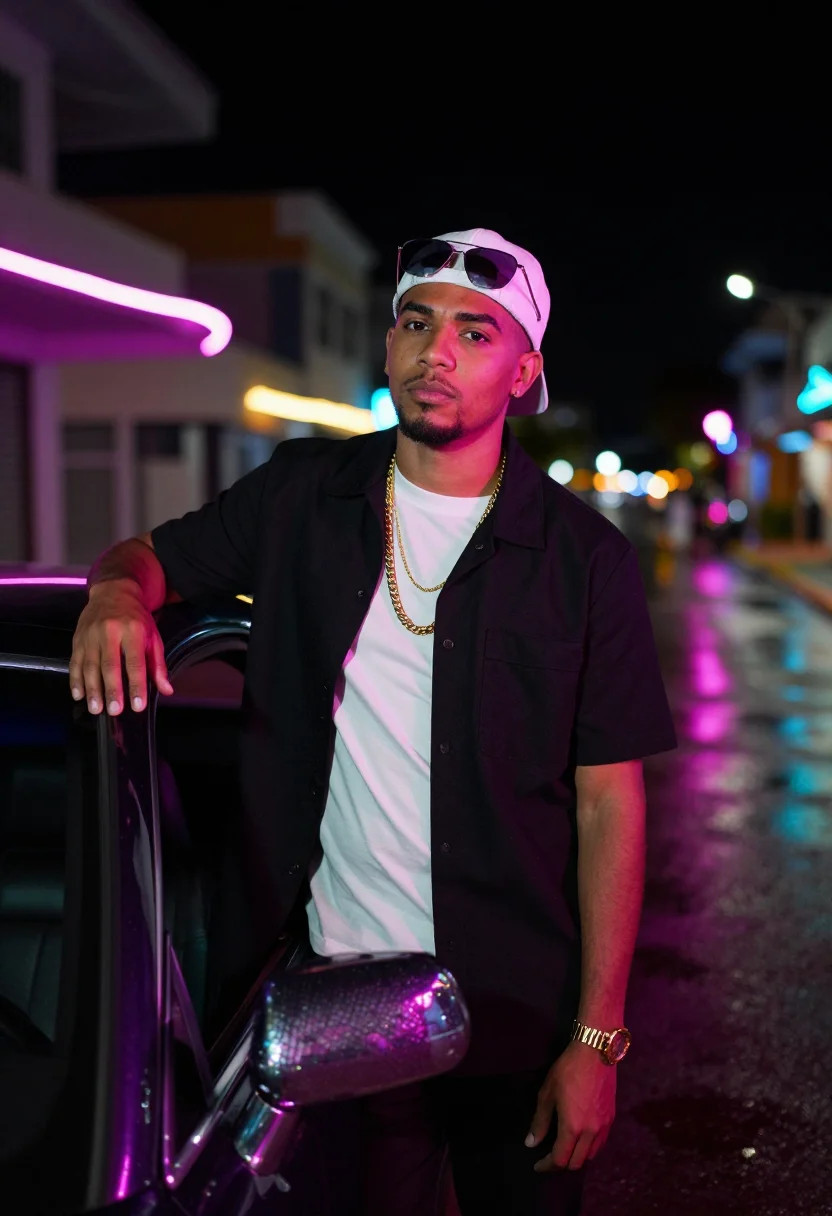 AI reggaeton san juan sample — portrait of a man, half-length portrait of a Puerto Rican ma
